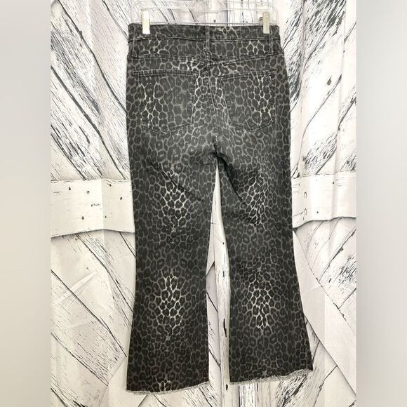 BLACK ORCHID CHRISSY KICK FLARE JEANS BLACK/GRAY LEOPARD 27 - Picture 2 of 8